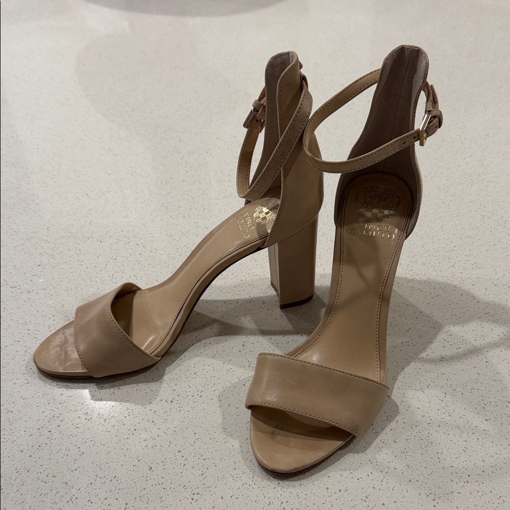 Vince Camuto Tan Block Heel Sandals